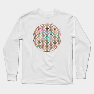 Flower Of Life Watercolor Painting 2 Long Sleeve T-Shirt